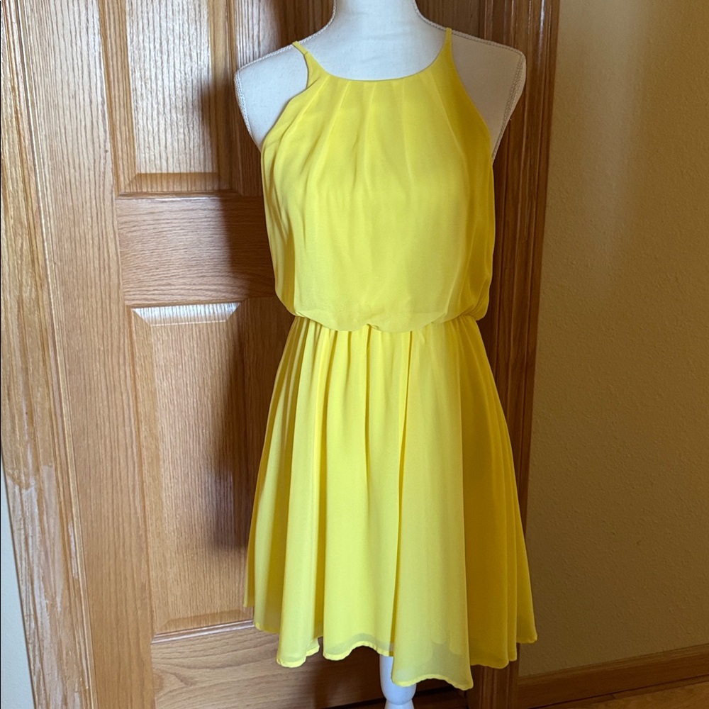 Blue Rain Yellow Chiffon Maxi Dress